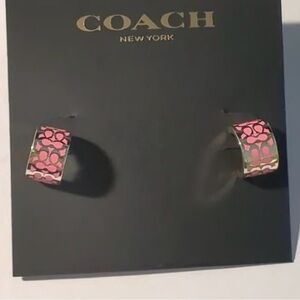 Coach Pink and Gold Patterned Earrings